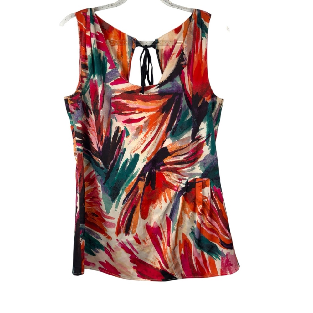 Ann Taylor Red and Orange Tie in back Tank Top